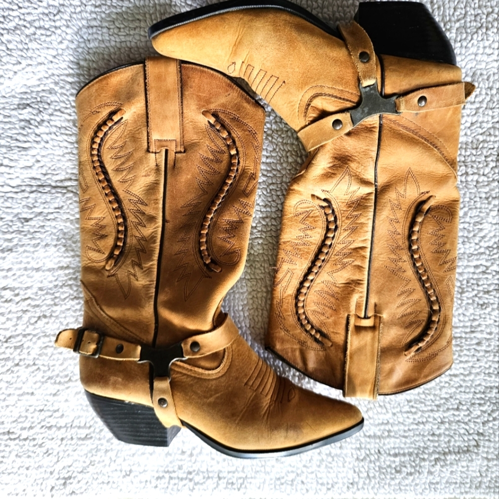 Maine Woods Brown Leather Cowboy Boots Size 7